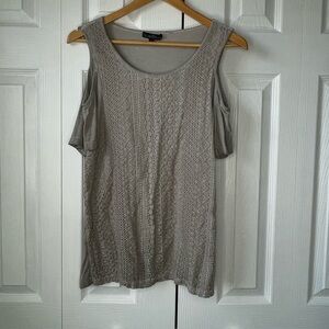 Bua/Bua Ladies Small Gray Tank Lace Front Off‎ Shoulder Sleeve Boho